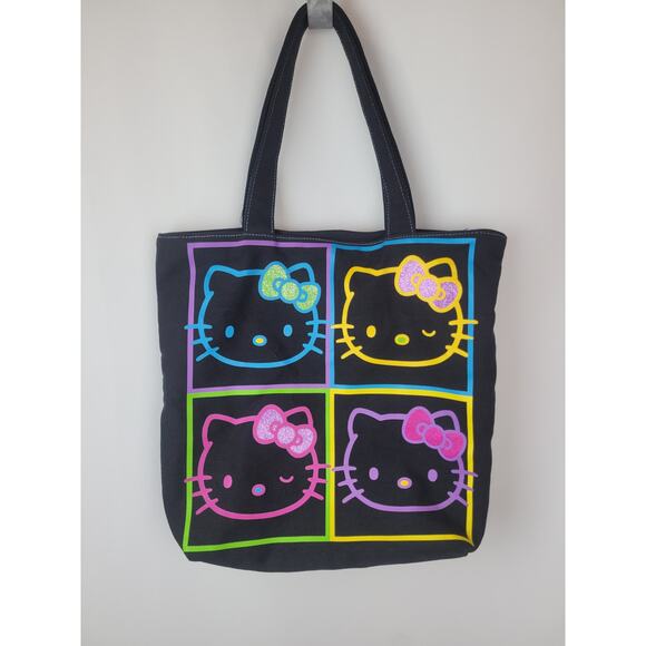 Sanrio Hello Kitty Black Tote Zippered Bag Size Medium - Picture 1 of 10